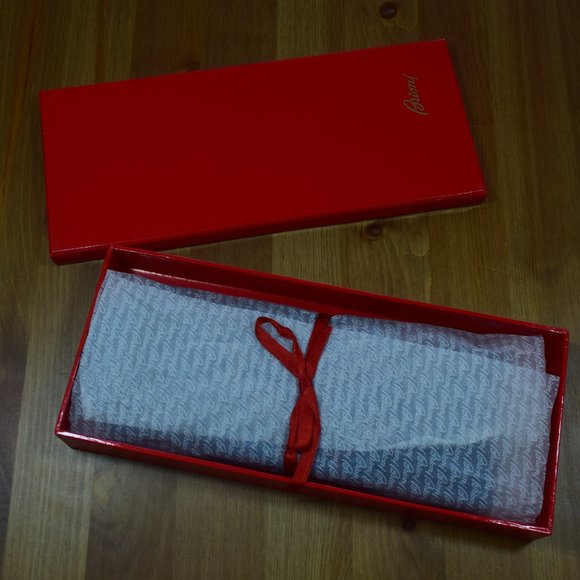 $450 BRIONI Rare Handmade Satin paisley Navy Blue Silk Tie / Pocket Square Set - Picture 8 of 16